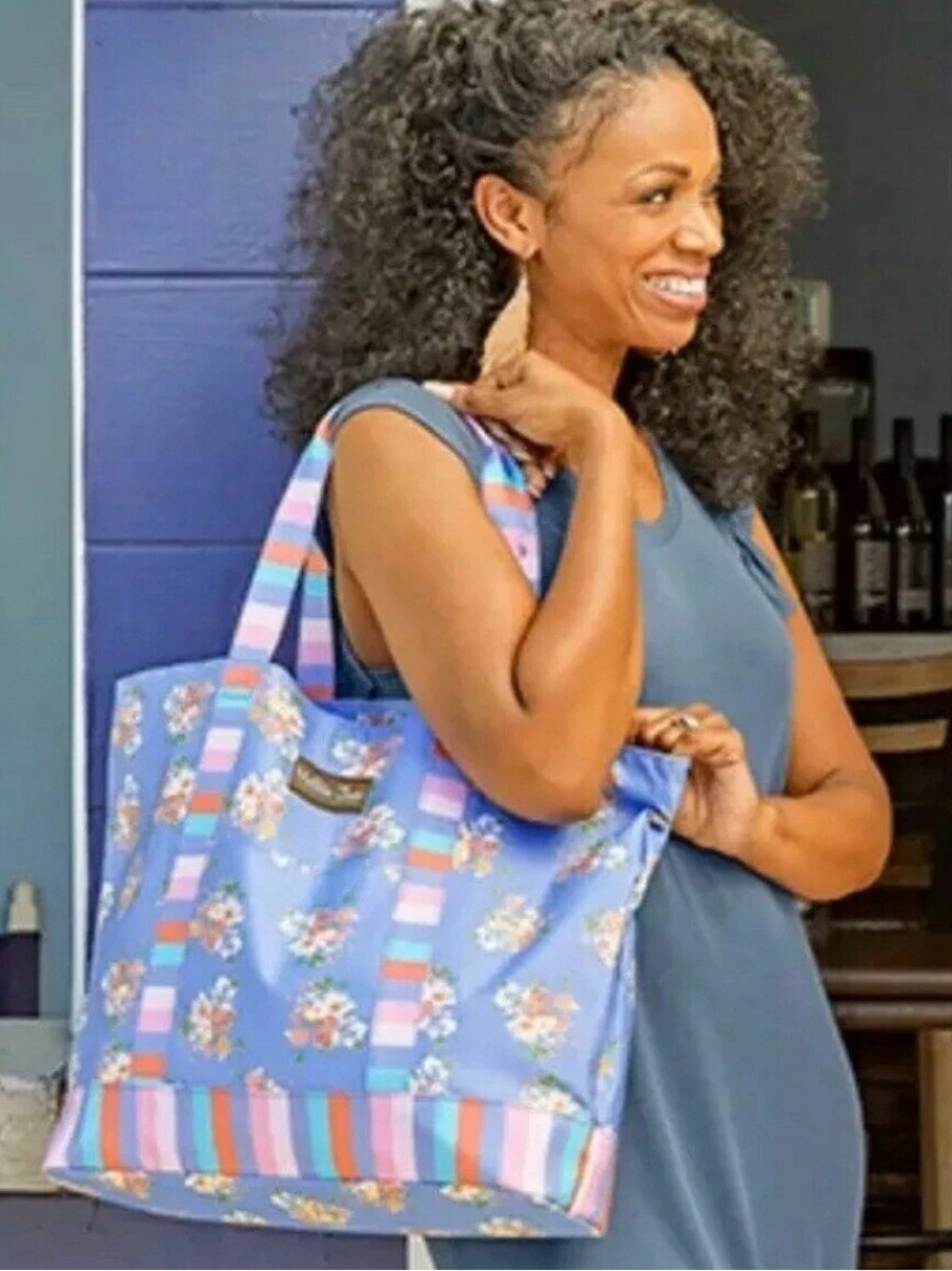 Matilda Jane Blue Floral Stripe Tote Bag